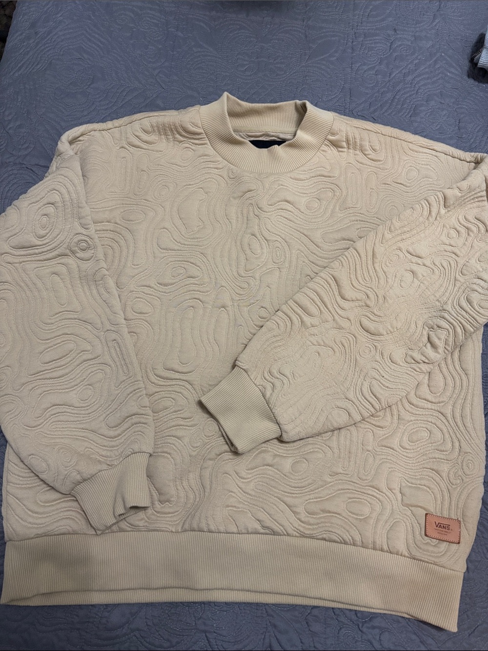 Vans Textured Crewneck Sweatshirt in Beige